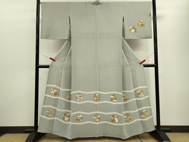 平和屋着物▽訪問着　単衣　花兎　正絹　逸品　CABF3056ze