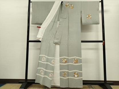 平和屋着物▽訪問着　単衣　花兎　正絹　逸品　CABF3056ze