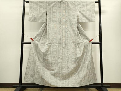 平和屋着物▽本場大島紬　白大島　単衣　9マルキ　吉祥草花間道　正絹　逸品　CABF3057ze