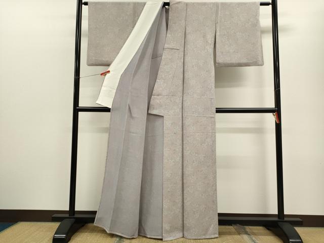 平和屋着物▽上質な小紋　単衣　樹林文　鬼しぼ縮緬　正絹　逸品　CABF3059ze