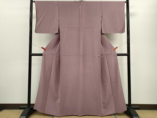 平和屋着物▽上質な小紋　単衣　縞　たたき染め　正絹　逸品　CABF3064ze