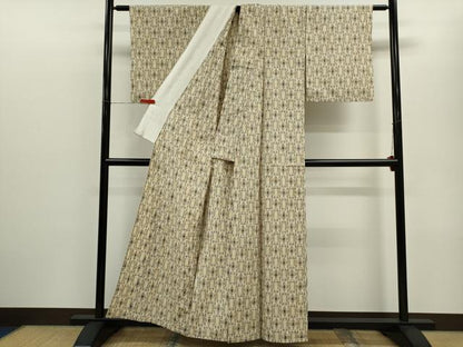 平和屋着物▽上質な紬　単衣　吉祥文　正絹　逸品　CABF3066ze