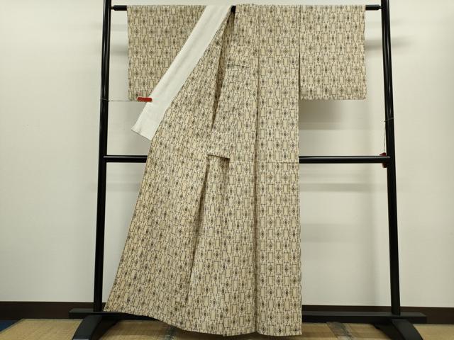 平和屋着物▽上質な紬　単衣　吉祥文　正絹　逸品　CABF3066ze