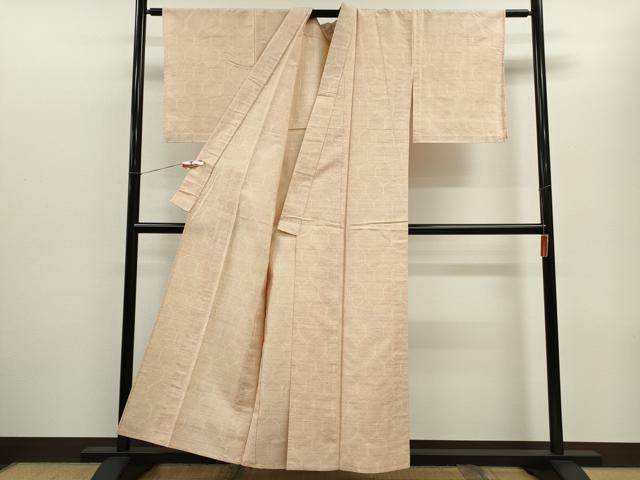 平和屋着物▽上質な紬　単衣　亀甲文様　正絹　逸品　CABF3070ze