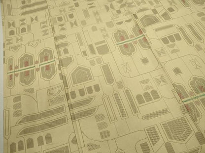 平和屋着物▽上質な紬　単衣　幾何学文　正絹　逸品　CABF3071ze