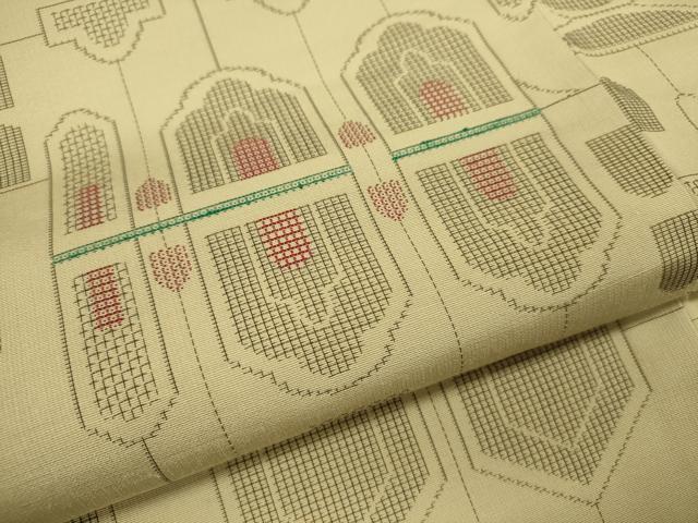 平和屋着物▽上質な紬　単衣　幾何学文　正絹　逸品　CABF3071ze