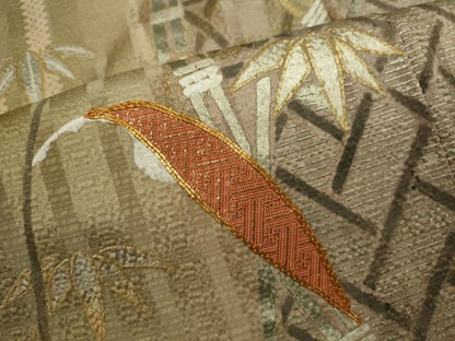 平和屋着物▽訪問着 単衣 駒刺繍 笹竹文 暈し染め 金銀彩 正絹 逸品 CABF3074ze