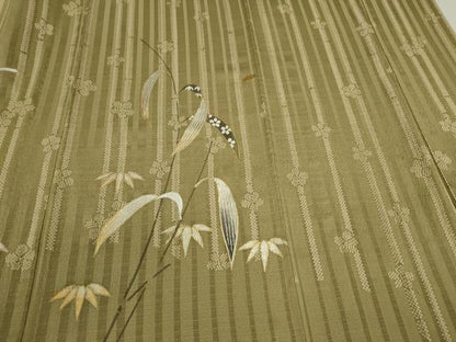 平和屋着物▽訪問着 単衣 駒刺繍 笹竹文 暈し染め 金銀彩 正絹 逸品 CABF3074ze