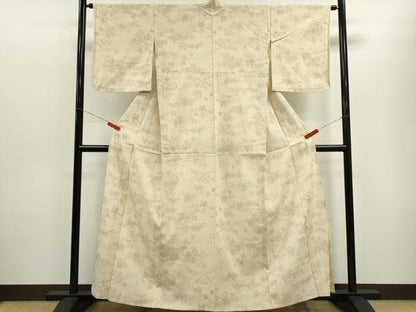 平和屋着物▽本塩沢　単衣　草花文　正絹　逸品　未使用　CABF3077ze