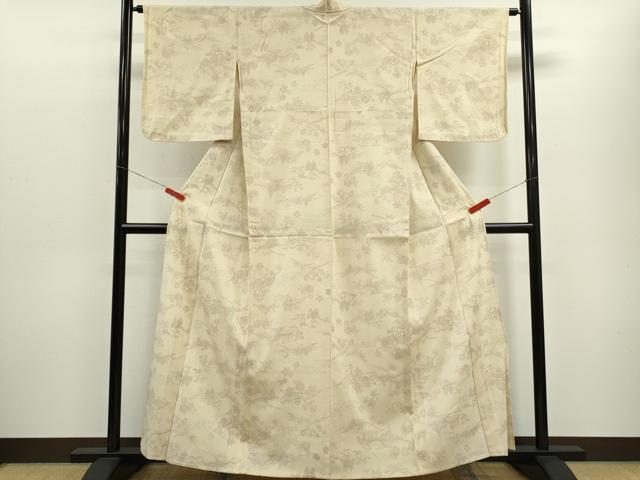 平和屋着物▽本塩沢　単衣　草花文　正絹　逸品　未使用　CABF3077ze
