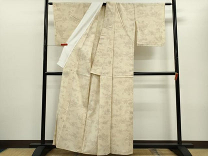 平和屋着物▽本塩沢　単衣　草花文　正絹　逸品　未使用　CABF3077ze