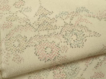 平和屋着物▽本塩沢　単衣　草花文　正絹　逸品　未使用　CABF3077ze