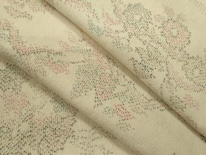 平和屋着物▽本塩沢　単衣　草花文　正絹　逸品　未使用　CABF3077ze