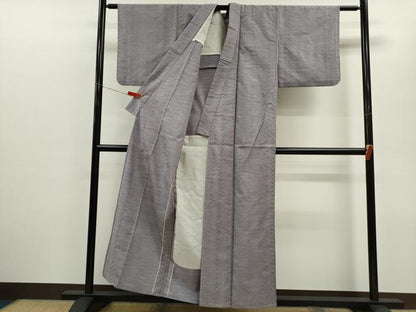 平和屋着物▽上質な紬　単衣　吉祥間道　正絹　逸品　CABF3081ze