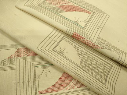 平和屋着物▽上質な紬　単衣　吉祥文　正絹　逸品　CABF3082ze