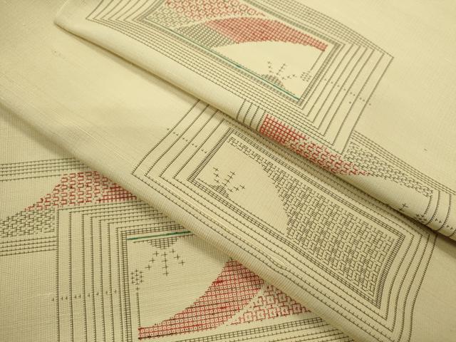平和屋着物▽上質な紬　単衣　吉祥文　正絹　逸品　CABF3082ze