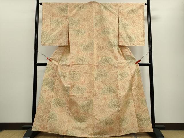 平和屋着物▽上質な紬　単衣　花尽くし　正絹　逸品　CABF3083ze