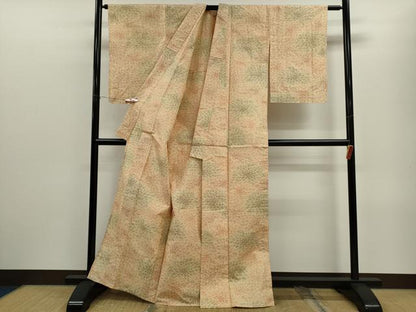 平和屋着物▽上質な紬　単衣　花尽くし　正絹　逸品　CABF3083ze