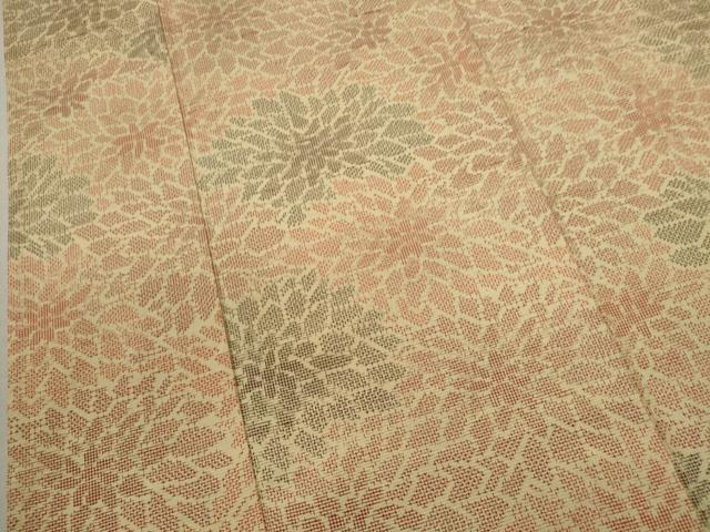 平和屋着物▽上質な紬　単衣　花尽くし　正絹　逸品　CABF3083ze