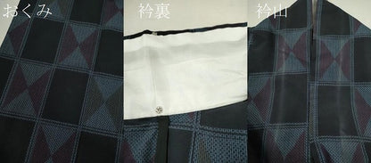 平和屋着物▽小紋　単衣　市松吉祥文　洗える着物　CABF3086ze