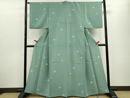 平和屋着物▽小紋　単衣　舞葉文　洗える着物　CABF3088ze
