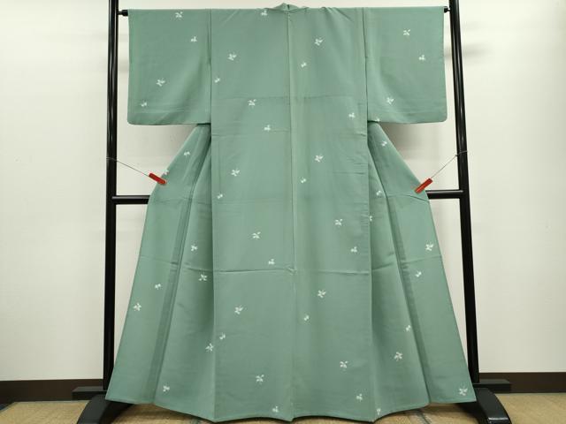 平和屋着物▽小紋　単衣　舞葉文　洗える着物　CABF3088ze