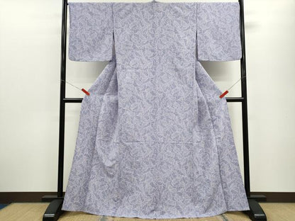 平和屋着物▽小紋　単衣　葉尽くし　洗える着物　CABF3089ze