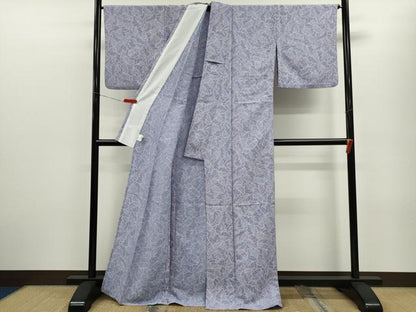 平和屋着物▽小紋　単衣　葉尽くし　洗える着物　CABF3089ze