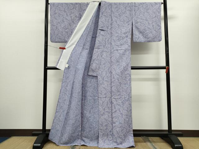 平和屋着物▽小紋　単衣　葉尽くし　洗える着物　CABF3089ze