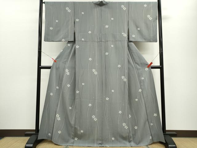 平和屋着物▽小紋　単衣　舞桜文　洗える着物　CABF3090ze