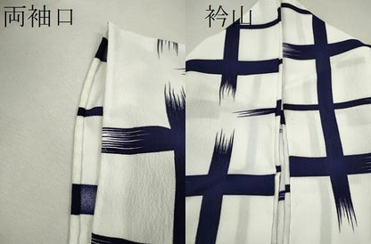 平和屋着物▽小紋　単衣　格子柄　洗える着物　CABF3092ze