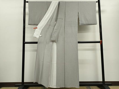 平和屋着物▽上質な小紋　単衣　格子　正絹　逸品　CABF3093ze