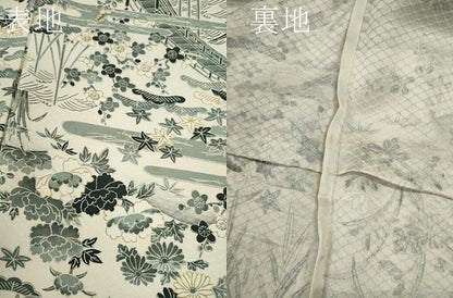 平和屋着物▽上質な小紋　単衣　松竹梅風景文　正絹　逸品　CABF3094ze
