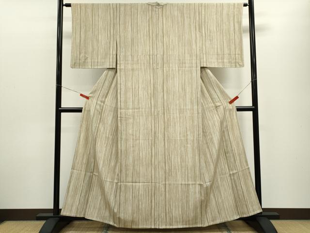 平和屋着物▽上質な小紋　単衣　縞　正絹　逸品　CABF3095ze