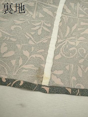 平和屋着物▽上質な小紋　単衣　花唐草文　たたき染め　正絹　逸品　CABF3097ze