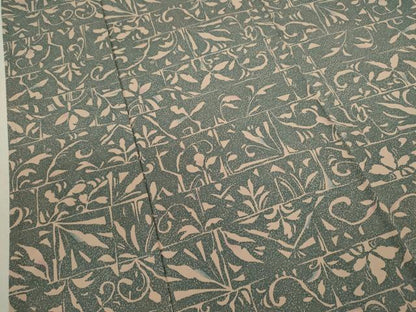 平和屋着物▽上質な小紋　単衣　花唐草文　たたき染め　正絹　逸品　CABF3097ze