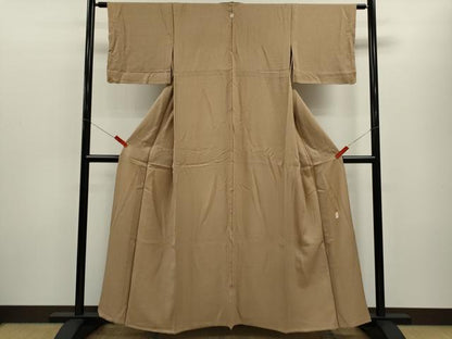 平和屋着物▽上質な色無地　単衣　作家物　紋意匠　柴染色　正絹　逸品　CABF3100ze