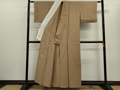 平和屋着物▽上質な色無地　単衣　作家物　紋意匠　柴染色　正絹　逸品　CABF3100ze