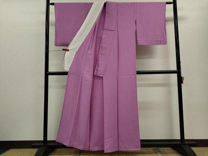 平和屋着物▽上質な色無地　単衣　菖蒲色　正絹　逸品　CABF3102ze