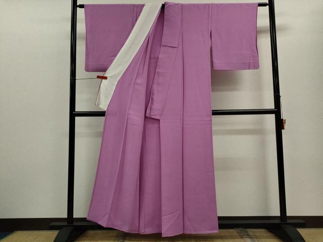 平和屋着物▽上質な色無地　単衣　菖蒲色　正絹　逸品　CABF3102ze