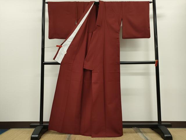 平和屋着物▽色無地　単衣　葡萄茶色　洗える着物　CABF3104ze