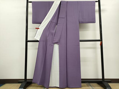 平和屋着物▽色無地　単衣　竜胆色　鬼しぼ縮緬　洗える着物　CABF3106ze