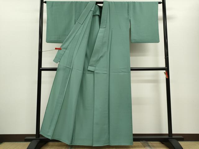 平和屋着物▽色無地　単衣　千草色　洗える着物　CABF3107ze