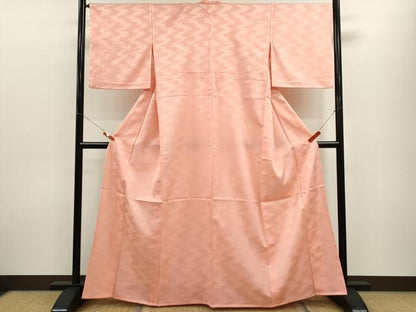 平和屋着物▽色無地　単衣　霞地紋　虹色　洗える着物　CABF3116ze