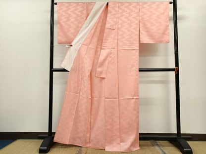 平和屋着物▽色無地　単衣　霞地紋　虹色　洗える着物　CABF3116ze