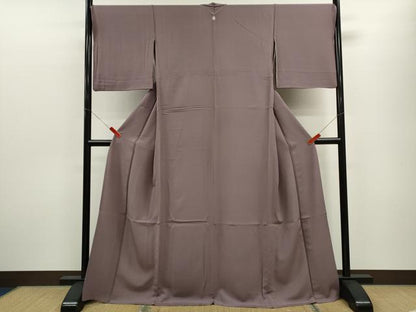 平和屋着物▽上質な色無地　単衣　葡萄鼠色　正絹　逸品　CABF3121ze