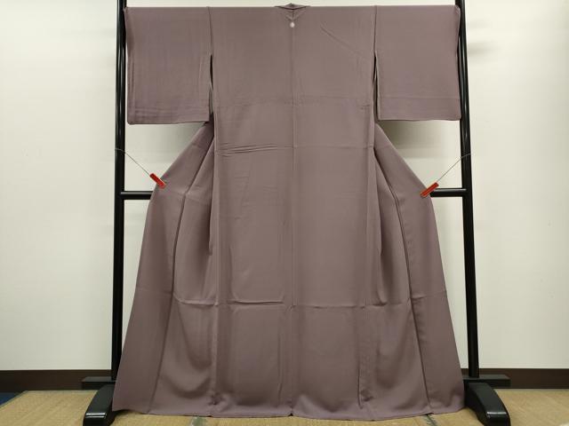 平和屋着物▽上質な色無地　単衣　葡萄鼠色　正絹　逸品　CABF3121ze
