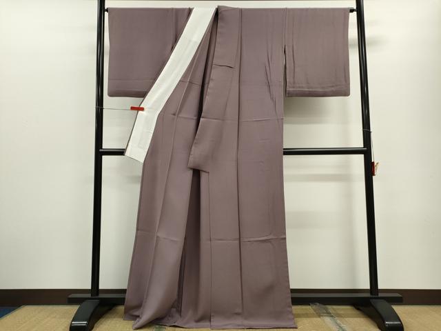 平和屋着物▽上質な色無地　単衣　葡萄鼠色　正絹　逸品　CABF3121ze