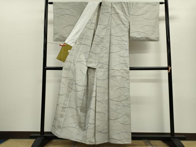 平和屋着物▽上質な紬　単衣　雪芝文　さんび謹製　洗える着物　CABF3122ze