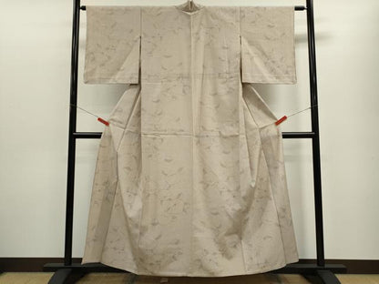 平和屋着物▽茶人しぼり絣　紬　草木染　椿　単衣　証紙付き　正絹　逸品　未使用　CABF3124ze
